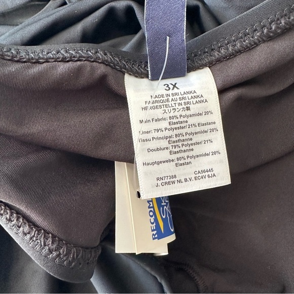 NWT J Crew V Neck Ruched One Piece Swimsuit Black Plus Size 3X - Picture 8 of 9